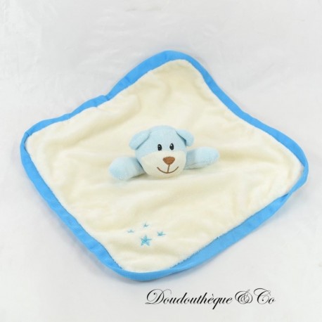 ZEEMAN Bear Flat Blanket Blue & Beige Bell Stars 27 cm