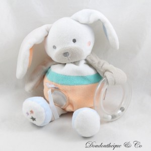 Charleston Bunny Peluche Sensorial BABY 9 Blanco Naranja Bell Baby9 26 cm