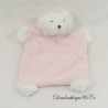 ABSORBA Flat Bear Blanket Pink Square "Gourmand de Bisous" 22 cm