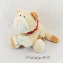 Gatto di peluche NICI sciarpa beige rossa e cuore 26 cm