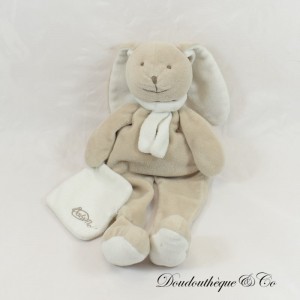 Plush rabbit BABY NAT' Handkerchief layette beige and white BN781 30 cm