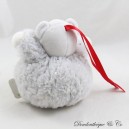 Mini doudou ours KALOO boule de Noël gris argenté étoile rouge 12 cm
