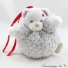 Mini doudou ours KALOO boule de Noël gris argenté étoile rouge 12 cm