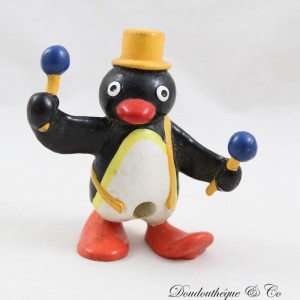Figurina Pinguino Vintage Pingu BULLYLAND Editoy 1990 tamburo pvc 7 cm