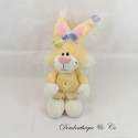 Peluche Lapin Mimihopps DIDDL jaune noeuds multicolores 35 cm