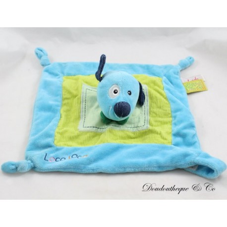 Flat cuddly toy dog TOODO Loco Loco blue green 25 cm