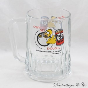 Chope à bière Homer SIMPSONS Can't get enough Duff Beer verre transparent 14 cm