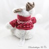 Plush Reindeer JACADI Christmas Sweater Deer Caribou Grey Red Brown 26 cm