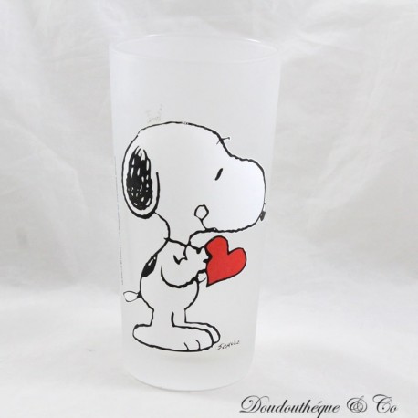 Glas Tall Snoopy PEANUTS Schulz Undurchsichtig Weiß Glas Hund Rotes Herz 16 cm Glas Tall Snoopy PEANUTS Schulz Undurchsichtig Weiß Glas Hund Rotes Herz 16 cm
