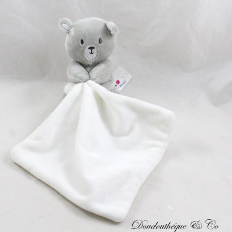 Teddy Einstecktuch Bär P'TIT BISOU Aubert grau weiß 26 cm Teddy Einstecktuch Bär P'TIT BISOU Aubert grau weiß 26 cm