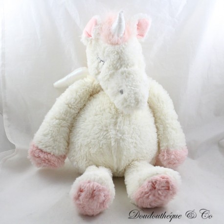 ETAM unicornio peluche bandeja panqueque peluche peluche blanco rosa blanco botella de agua alas blancas 45 cm