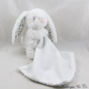 Comforter handkerchief Célestin rabbit PREMAMAN Orchestra polka dots blue grey 27 cm