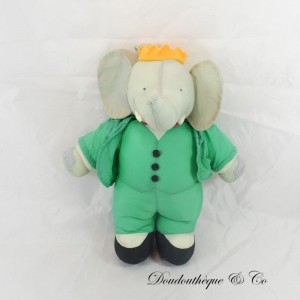 Peluche éléphant Babar toile de parachute vintage 38 cm