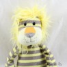 Lion cuddly toy MAX & SAX striped yellow grey Carrefour 32 cm