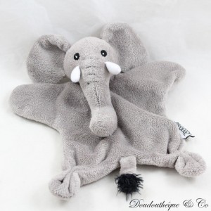Flat cuddly toy elephant ZOOPARC DE BEAUVAL grey white 21 cm