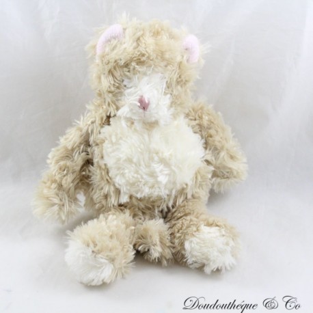Plüschkatze LES PETITES MARIE beige weiß lockiges Haar 25 cm Plüschkatze LES PETITES MARIE beige weiß lockiges Haar 25 cm