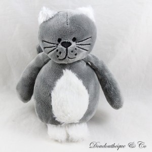 Plush cat FRANCE LOISIRS grey white 18 cm