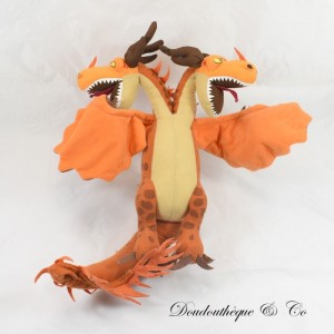 Peluche Dragon DREAMWORKS Monstrous Nightmare 2 têtes marron rouge hookfang 2013 45 cm