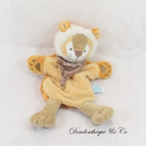 Doudou marionnette lion BABY NAT Savane marron BN0397 27 cm