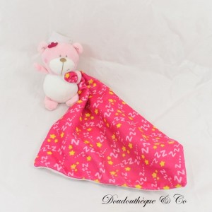 Handkerchief blanket Bear SHIMA white and pink 36 cm NEW