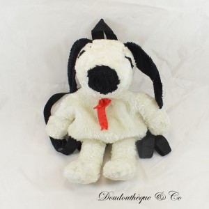 Sac a dos Peluche chien Peanuts Snoopy blanc noir vintage 32 cm
