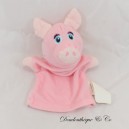 Doudou marionnette cochon BABOU rose rectangle 21 cm