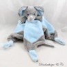 Flat elephant cuddly toy MY TEDDY blue grey 3 knotted corners 34 cm