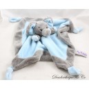 Flat elephant cuddly toy MY TEDDY blue grey 3 knotted corners 34 cm