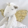 Plüsch Einhorn ATMOSPHERA goldene Flügel Kleid weiß Polka Dots beige 36 cm
