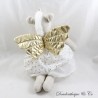 Plüsch Einhorn ATMOSPHERA goldene Flügel Kleid weiß Polka Dots beige 36 cm