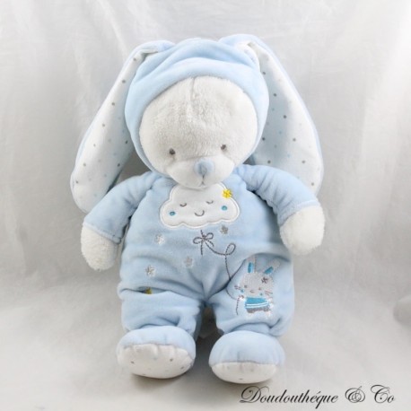 Plüschbär MAX & SAX Kapuze Hase Blaue Wolke und Sterne Carrefour 30 cm Plüschbär MAX & SAX Kapuze Hase Blaue Wolke und Sterne Carrefour 30 cm