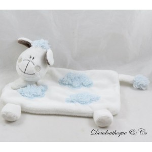 Doudou plat mouton KIMBALOO blanc nuage bleu