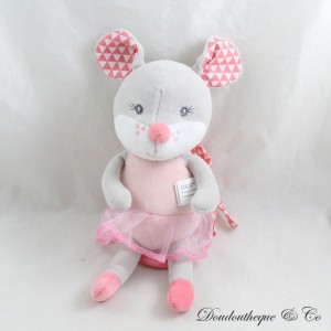 Plush musical mouse VERTBAUDET tutu pink dancer 26 cm