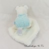 Teddy Bear Handkerchief DOUDOU ET COMPAGNIE Bisous Eskimo kitten DC3342 blue white 27 cm