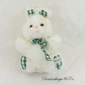 Coniglietto di peluche TEDDY verde bianco vintage linguetta tirata 24 cm