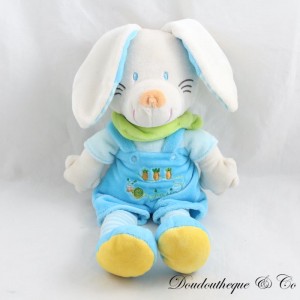 Peluche lapin NICOTOY salopette bleue carotte