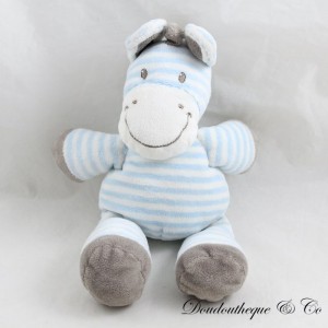 Peluche zèbre VÊTIR âne rayé bleu gris