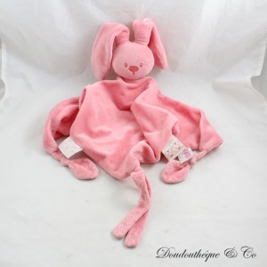 Doudou plat lapin NATTOU Lapidou rose corail losange 42 cm