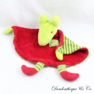Flat cuddly toy mouse ON WHISPERE IN MY EAR red green stripes