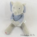 Plush elephant OBAIBI t-shirt striped blue white hands velcro 25 cm