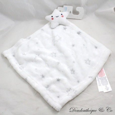 Manta de peluche Star Flat PRIMARK Baby White Cloud Grey Edredón para bebé 28 cm