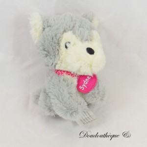 ZDT Action Sydney Hundeplüsch Grau & Weißes Halsband Rosa 13 cm