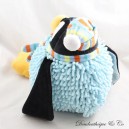 Peluche pingouin MAXITA corps bleu écharpe et bonnet en laine 43 cm
