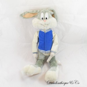 Grande peluche Bugs Bunny LOONEY TUNES lapin gris blouson teddy vintage 55 cm
