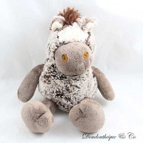 Doudou cheval HISTOIRE D'OURS Les Z'animoos Funny marron chiné 24 cm