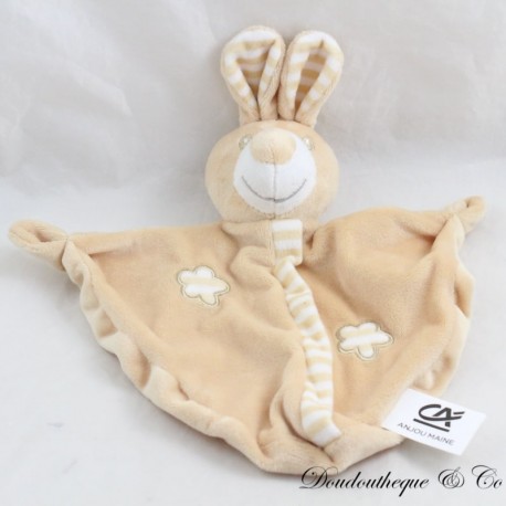 Flat rabbit cuddly toy CREDIT AGRICOLE beige flowers Flat rabbit cuddly toy CREDIT AGRICOLE beige flowers
