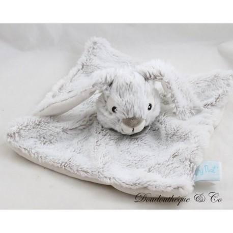 Rabbit Flat Cuddly Toy, BABY NAT', Marshmallow, Grey, White, Cream, BN0222, 25 cm