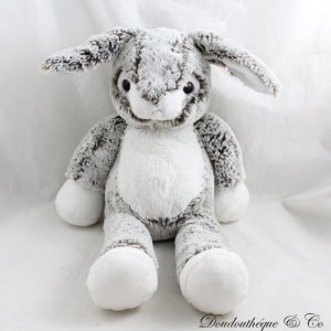 Soft white mottled grey MONOPRIX rabbit plush 41 cm