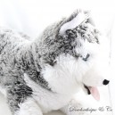 Großer Plüsch Siberian Husky Hund ANIMA grau weiß Zunge gezogen vintage 64 cm