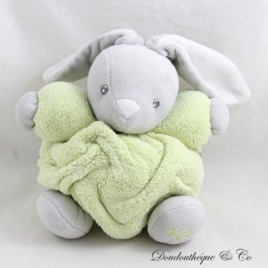 Doudou boule lapin KALOO Plume vert gris patapouf medium 18 cm